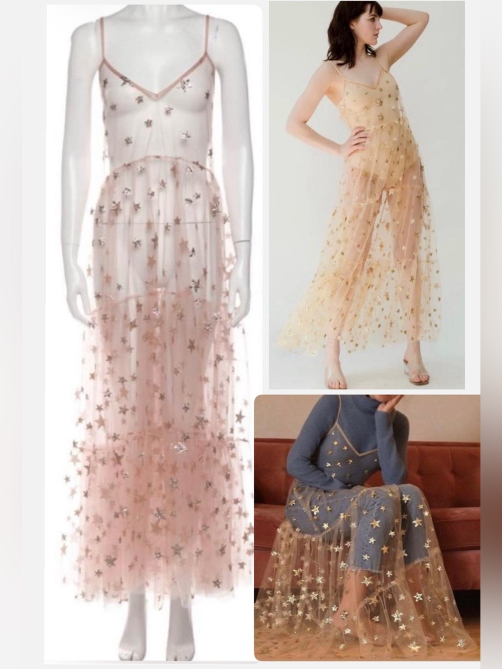 Lirika Matoshi Stars in Her Eyes Pink Star Tulle Maxi Dress XL – Authentic 2019